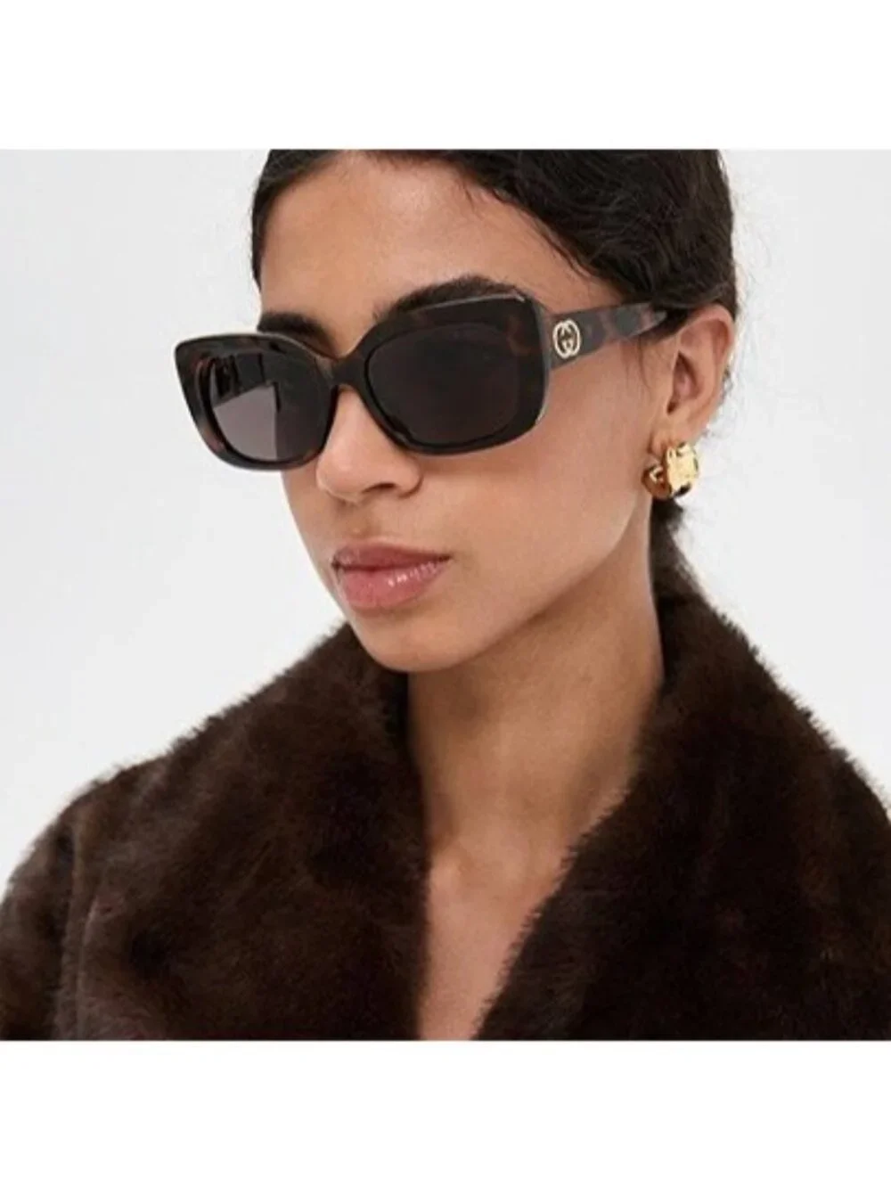 Gucci GG1979SK 002 Sunglasses Havana Rectangle Frame, Grey Lenses